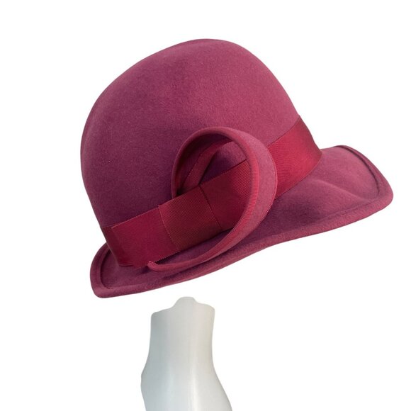 Vintage Kurt Jr. By Tom Hann Pink Wool Hat With Ribbon & Bow Accent main image 5